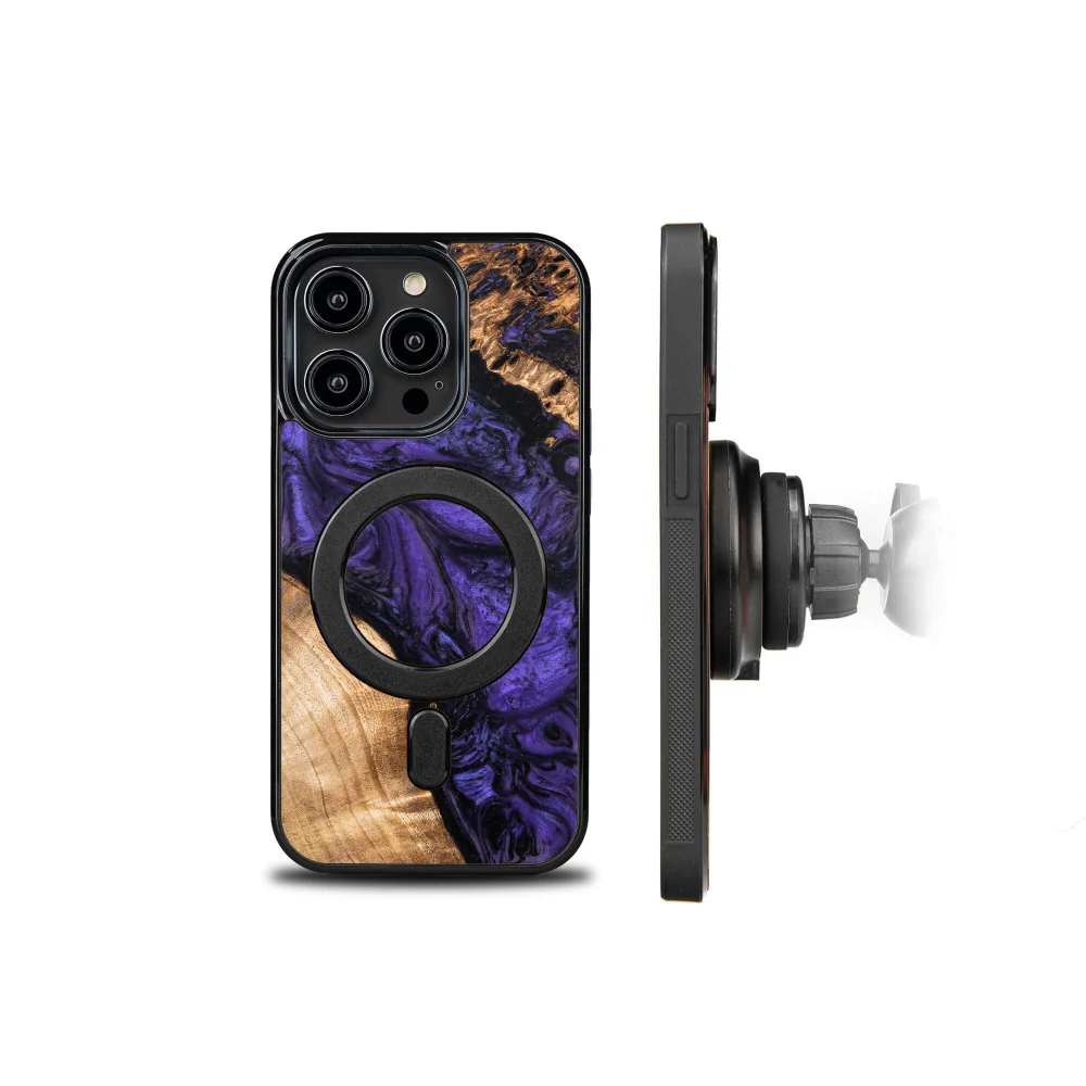 Holzhülle für iPhone 15 Pro, Bewood Unique Violet für MagSafe - Image 2
