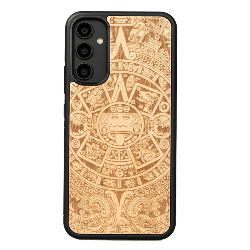 Holzhülle für Galaxy A34 5G, Bewood Aniegre Aztekischer Kalender