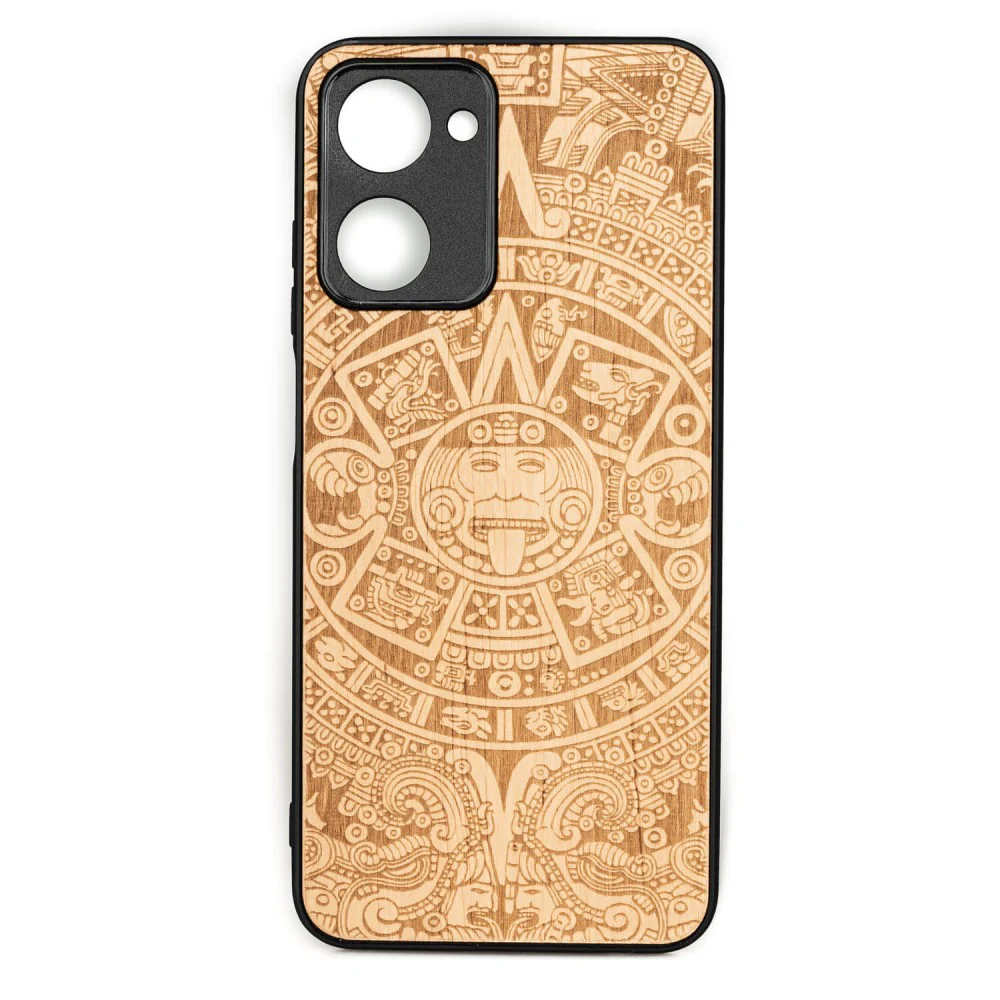 Holzhülle für Realme 10, Bewood Aniegre Aztekischer Kalender