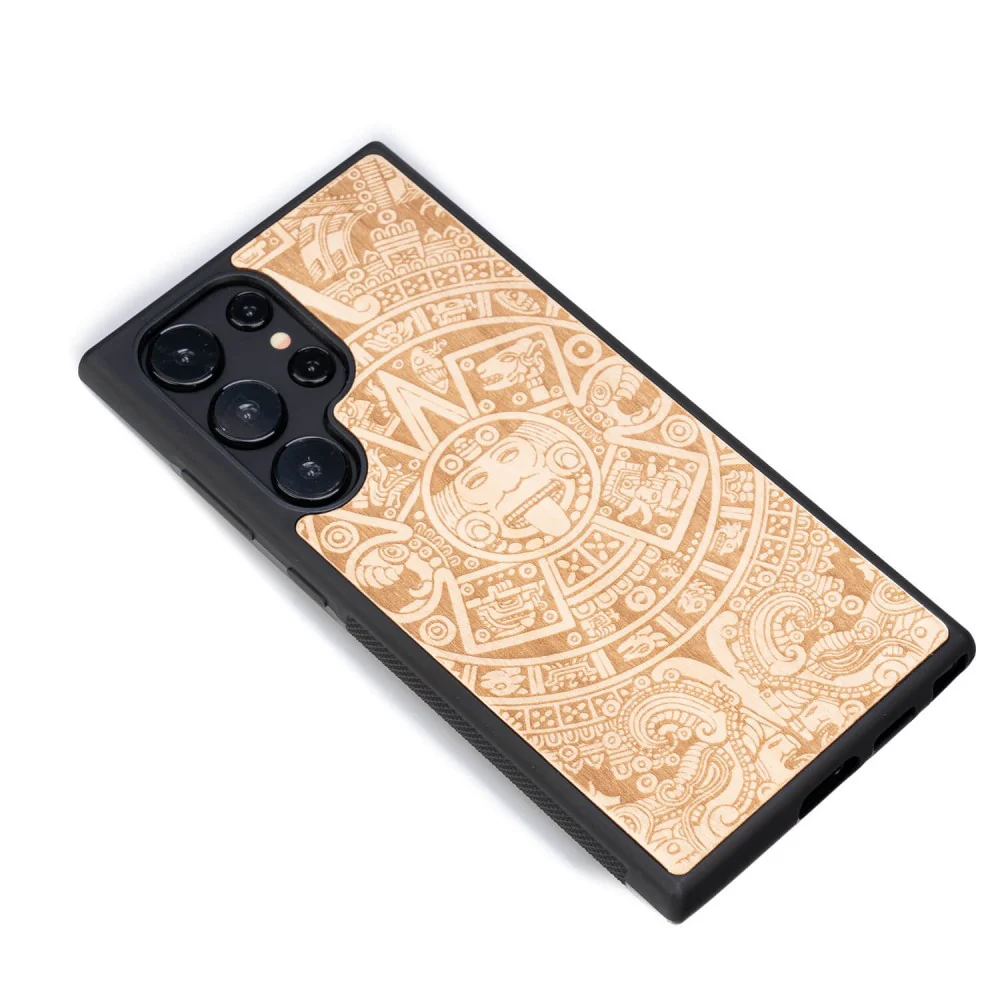 Holzhülle für Galaxy S24 Ultra, Bewood Aniegre Aztekischer Kalender - Image 3