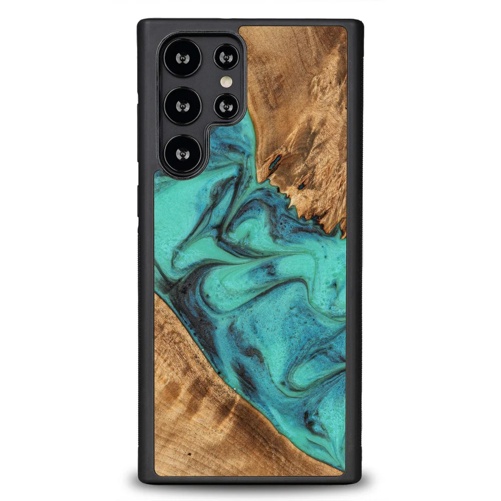 Holzhülle für Galaxy S22 Ultra, Bewood Unique Turquoise