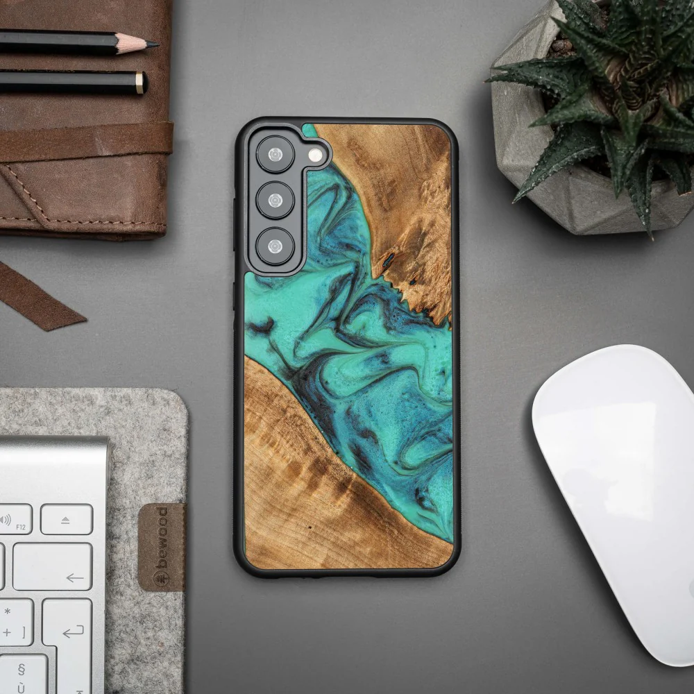 Holzhülle für Galaxy S23 Plus, Bewood Unique Turquoise - Image 2