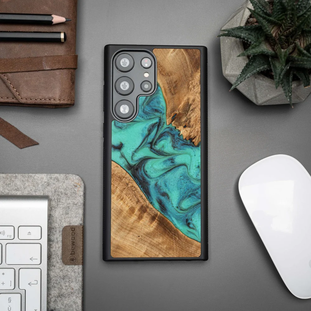 Holzhülle für Galaxy S23 Ultra, Bewood Unique Turquoise - Image 2