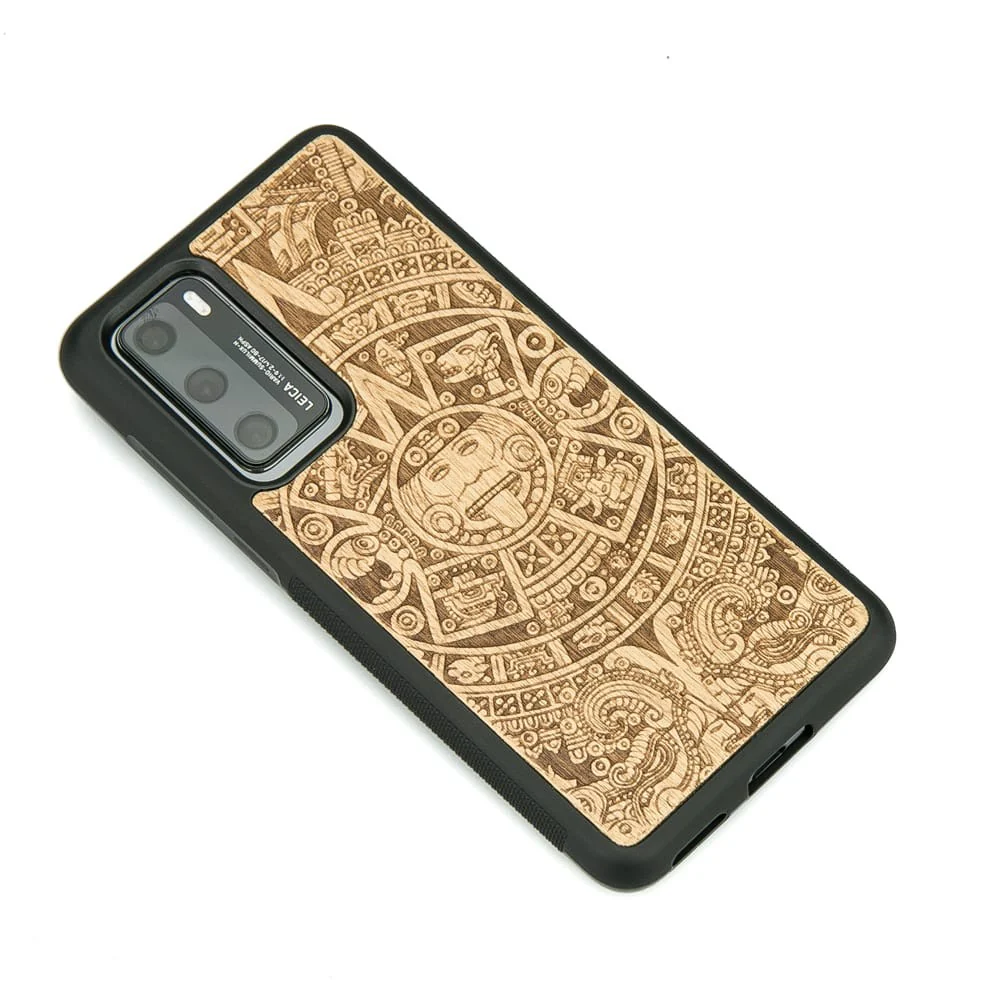 Holzhülle für Huawei P40, Bewood Aniegre Aztekischer Kalender - Image 2