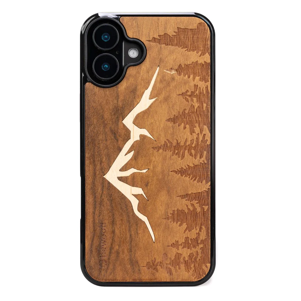 Holzhülle für iPhone 16 Plus, Bewood Imbuia-Gebirge
