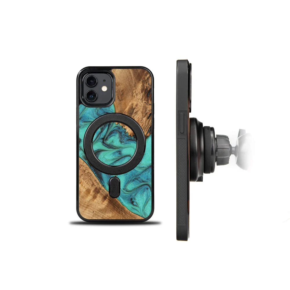 Holzhülle für iPhone 12 Pro / 12, Bewood Unique Turquoise für MagSafe - Image 2