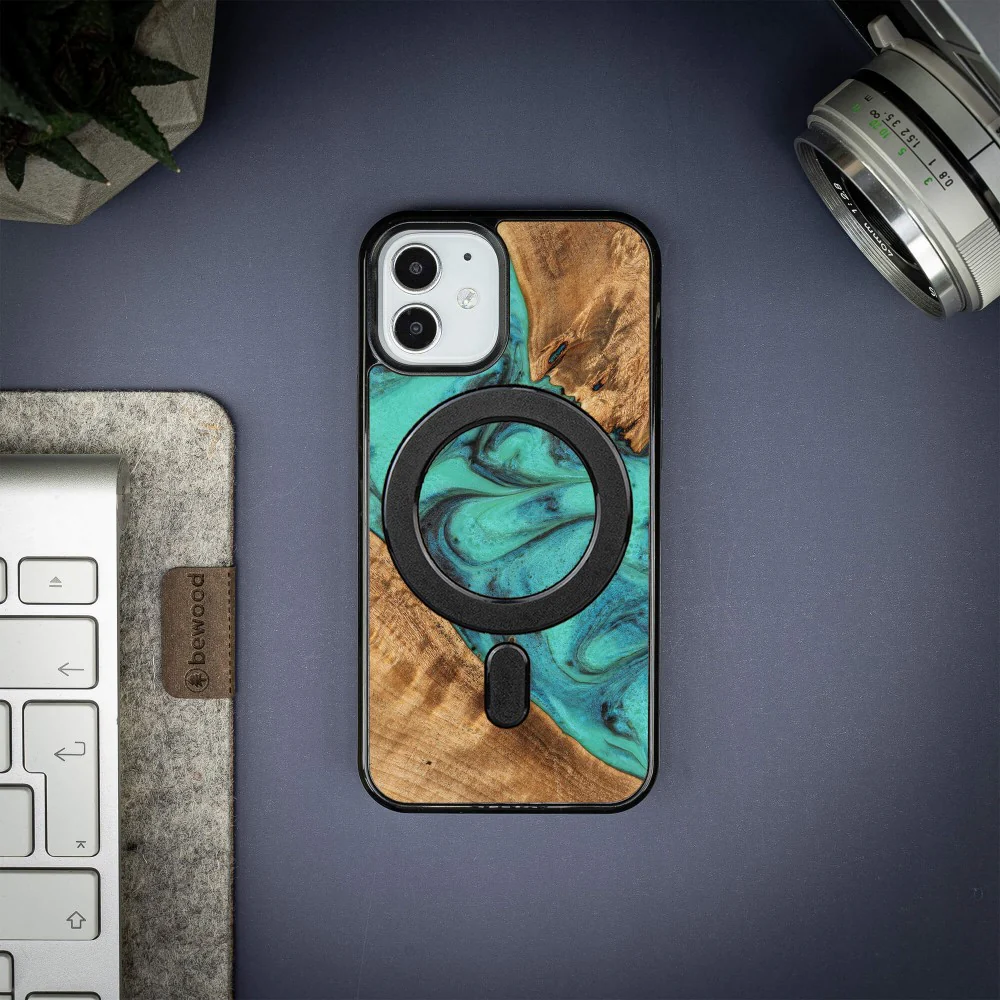 Holzhülle für iPhone 12 Mini, Bewood Unique Turquoise für MagSafe - Image 3