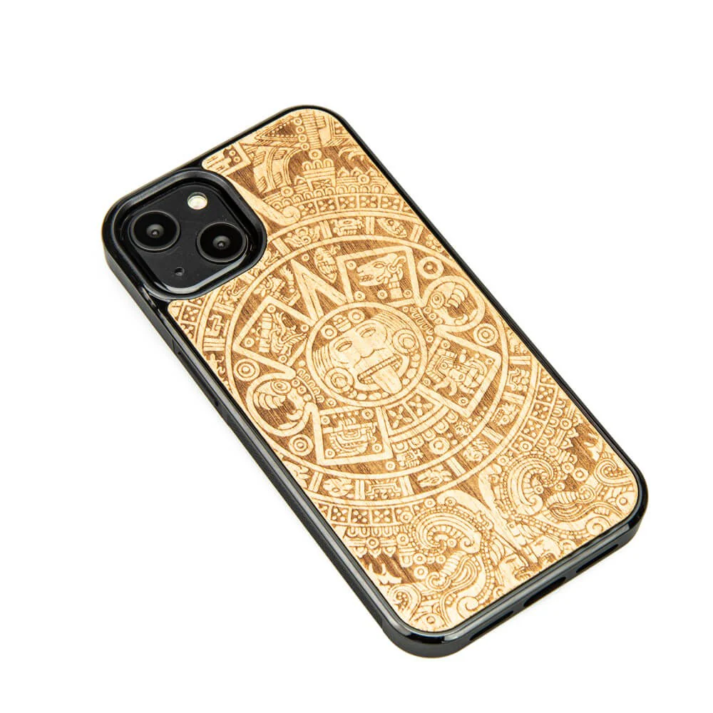 Holzhülle für iPhone 13, Bewood Aniegre Aztekischer Kalender - Image 2