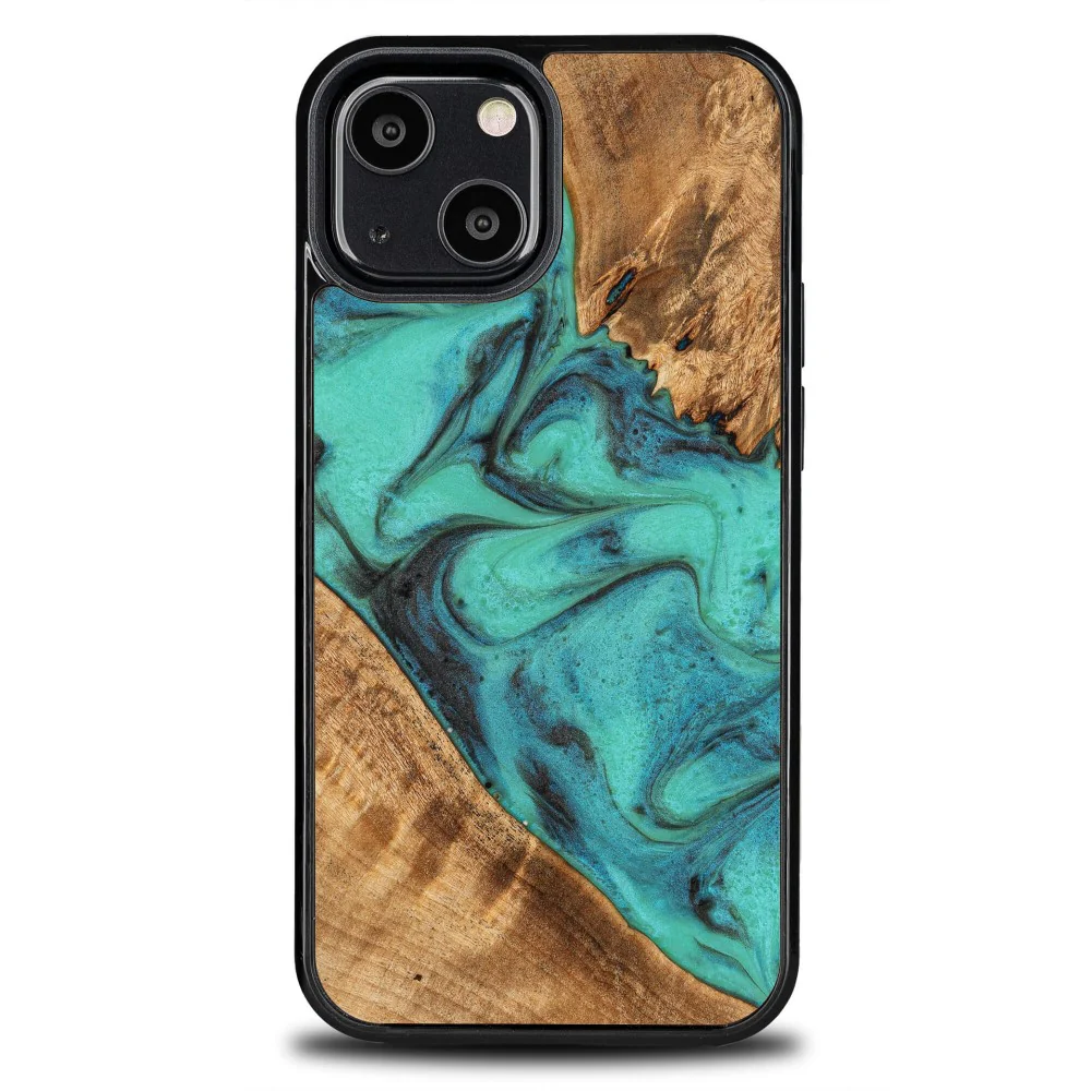 Holzhülle für iPhone 13 Mini, Bewood Unique Turquoise