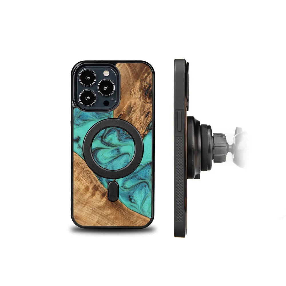 Holzhülle für iPhone 13 Pro, Bewood Unique Turquoise für MagSafe - Image 2