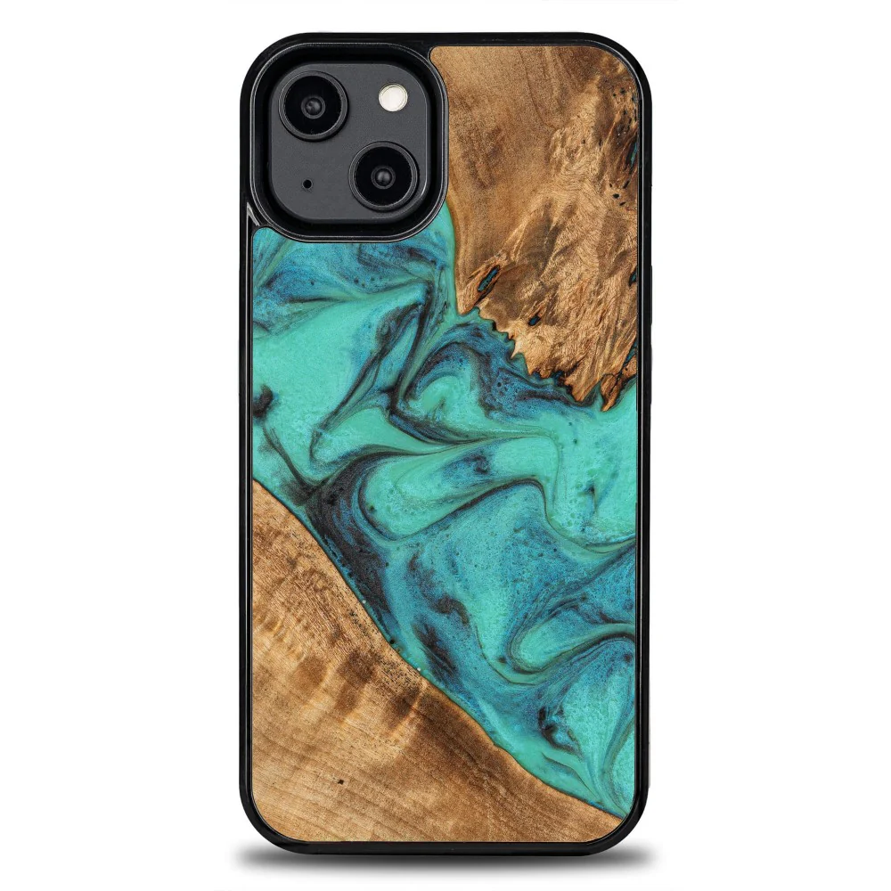 Holzhülle für iPhone 14, Bewood Unique Turquoise