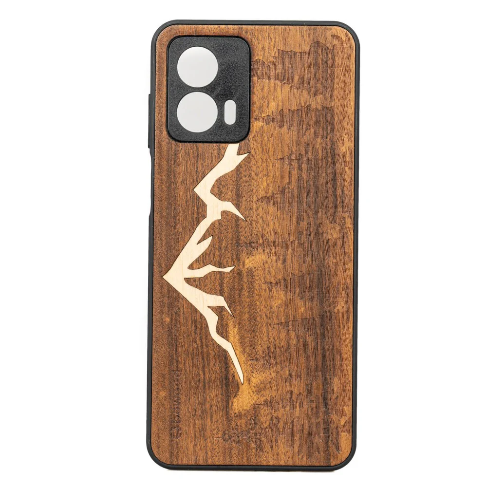 Holzhülle für Motorola Moto G53 5G, Bewood Imbuia-Gebirge