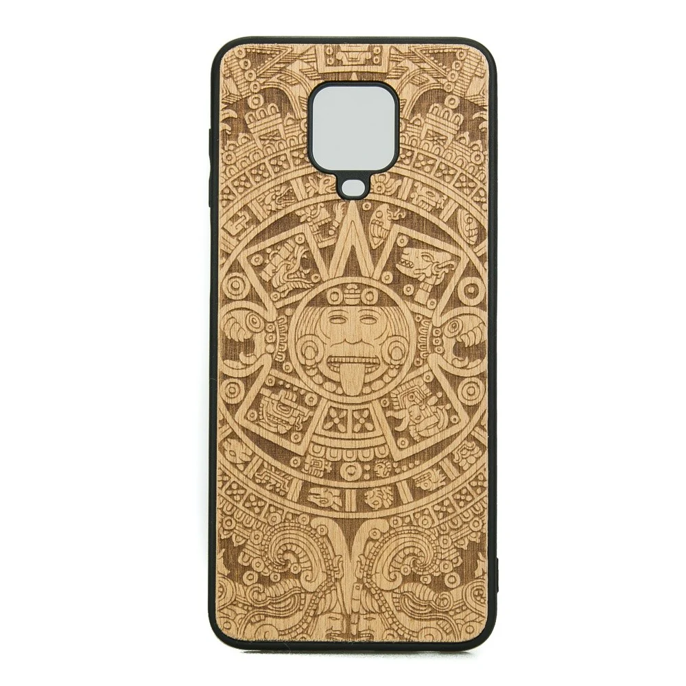 Holzhülle für Xiaomi Redmi Note 9S/9 Pro/9 Pro Max, Bewood Aniegre Aztekischer Kalender