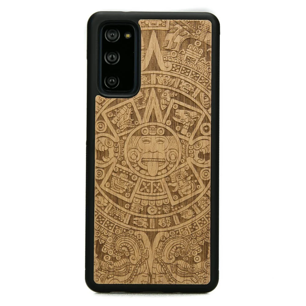 Holzhülle für Galaxy S20 FE, Bewood Aniegre Aztekischer Kalender