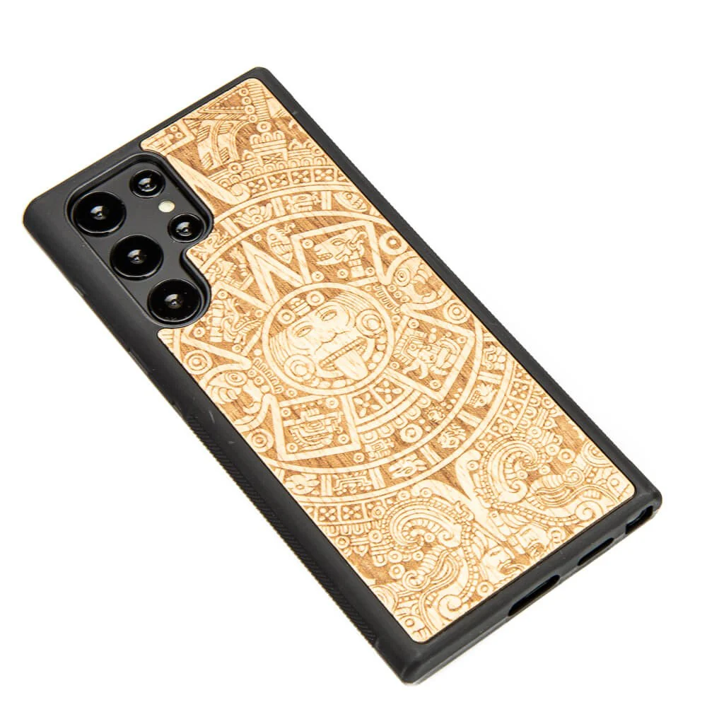 Holzhülle für Galaxy S22 Ultra, Bewood Aniegre Aztekischer Kalender - Image 2