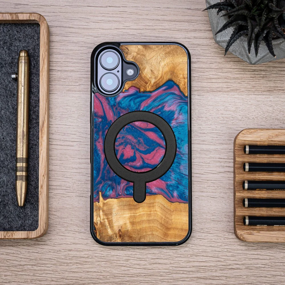 Holzhülle für iPhone 16 Plus, Bewood Unique Neons Vegas für MagSafe - Image 4