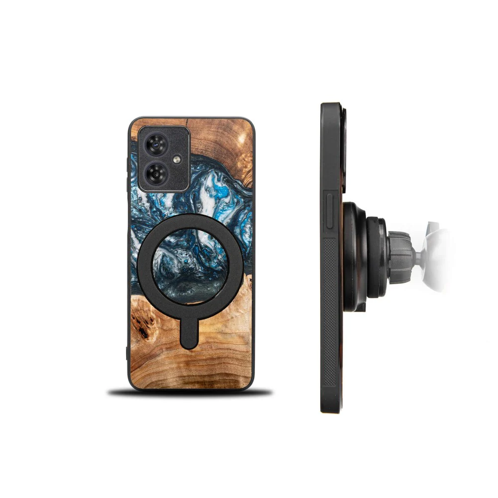 Holzhülle für Motorola Moto G54 5G, Bewood Unique Planets Erde für MagSafe - Image 2