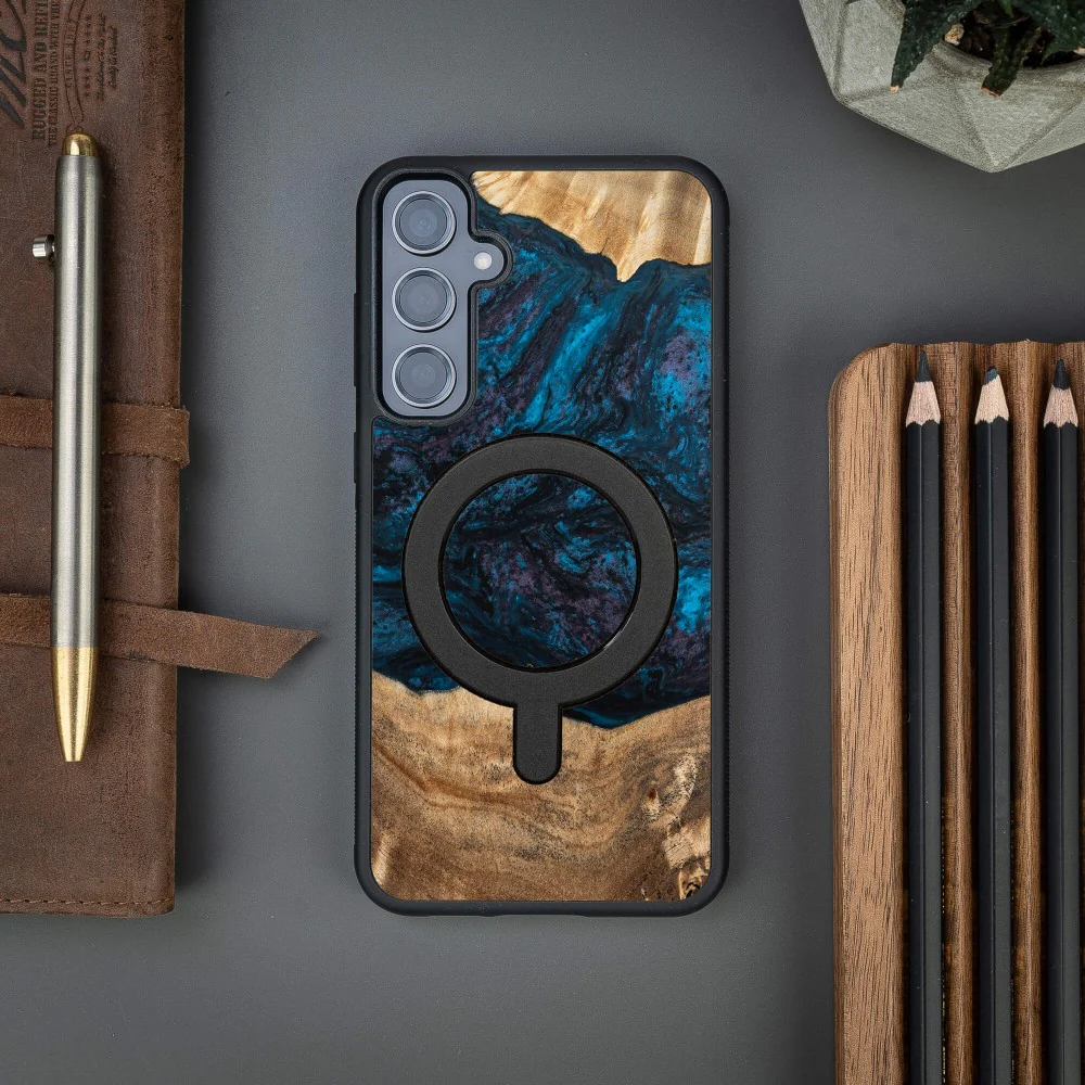 Holzhülle für Galaxy S23 FE, Bewood Unique Planets Neptun für MagSafe - Image 3