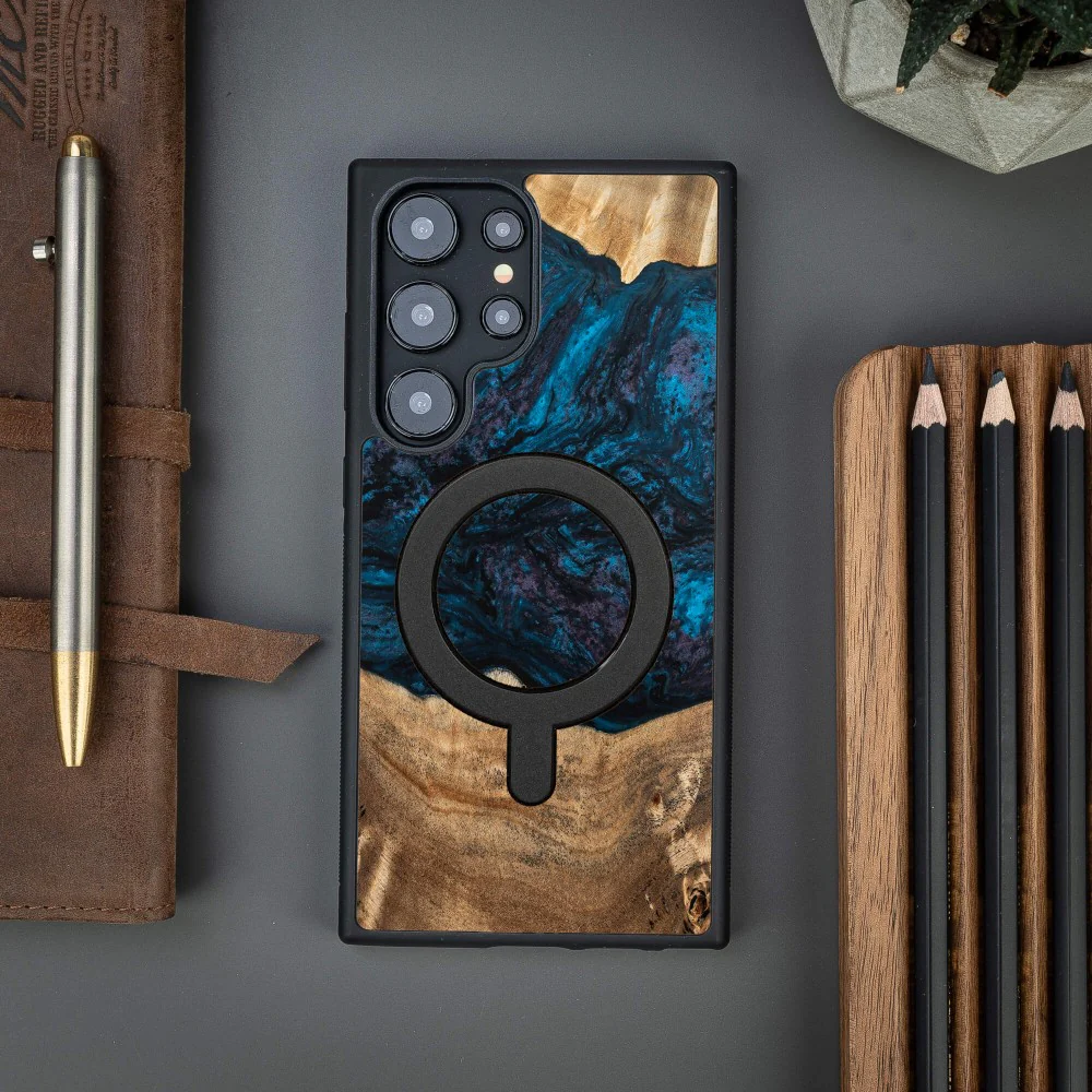 Holzhülle für Galaxy S24 Ultra, Bewood Unique Planets Neptun für MagSafe - Image 3
