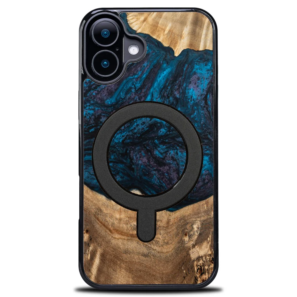 Holzhülle für iPhone 16, Bewood Unique Planets Neptun für MagSafe