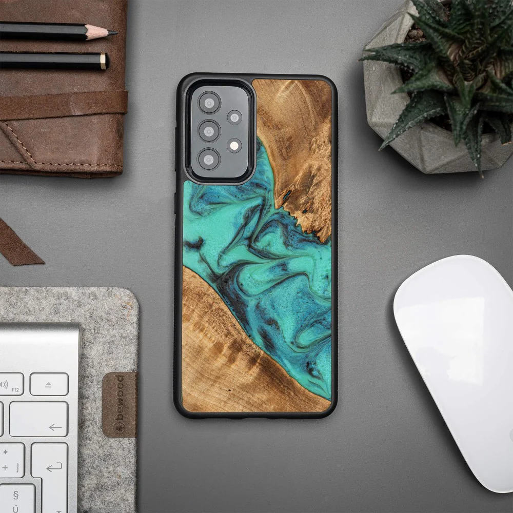 Holzhülle für Galaxy A33 5G, Bewood Unique Turquoise - Image 3
