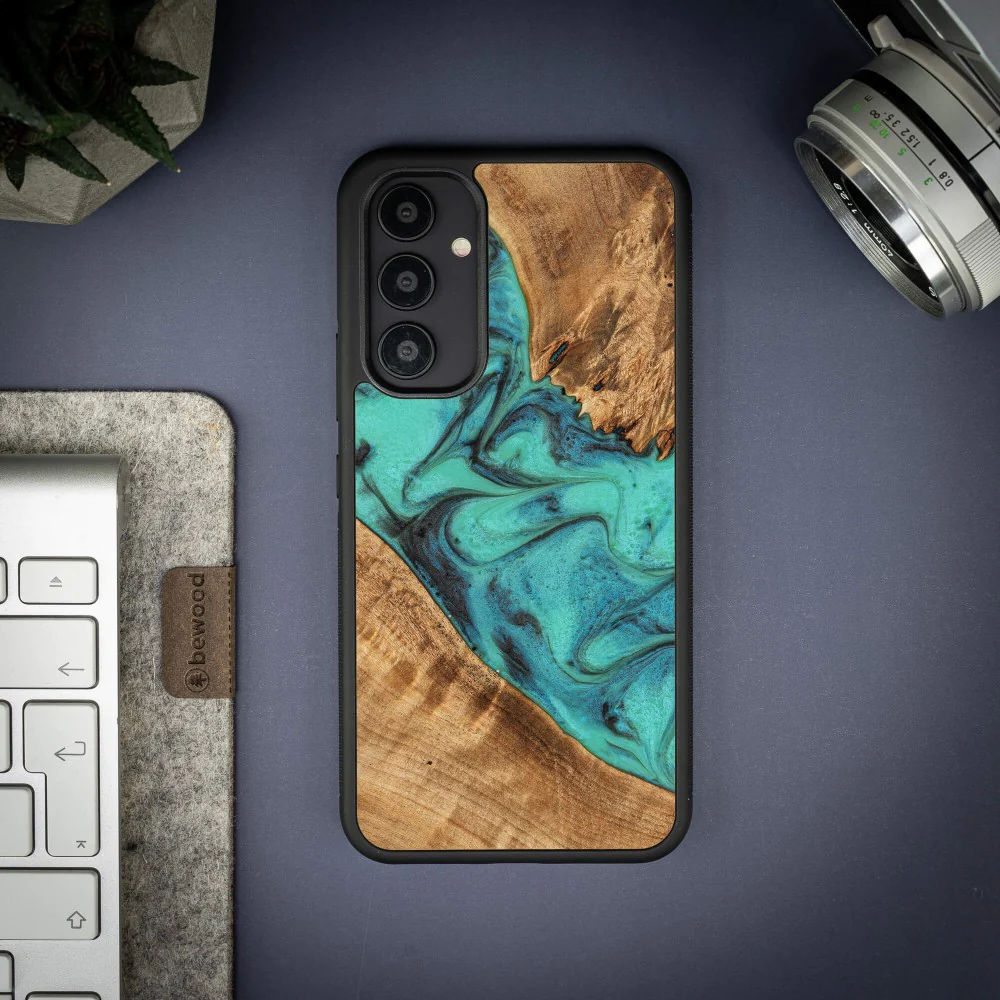 Holzhülle für Galaxy A54 5G, Bewood Unique Turquoise - Image 2