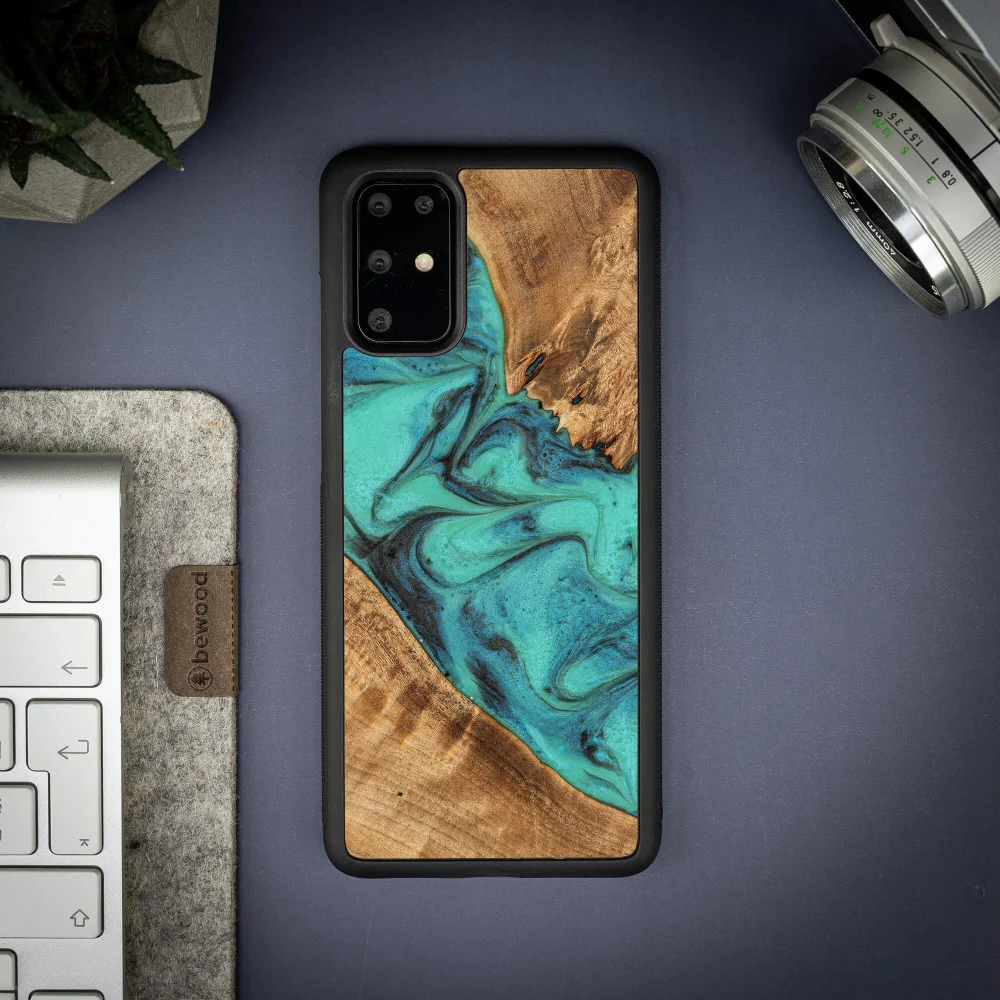 Holzhülle für Galaxy S20 Plus, Bewood Unique Turquoise - Image 3
