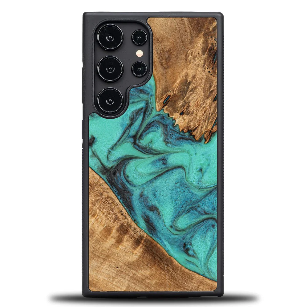 Holzhülle für Galaxy S24 Ultra, Bewood Unique Turquoise