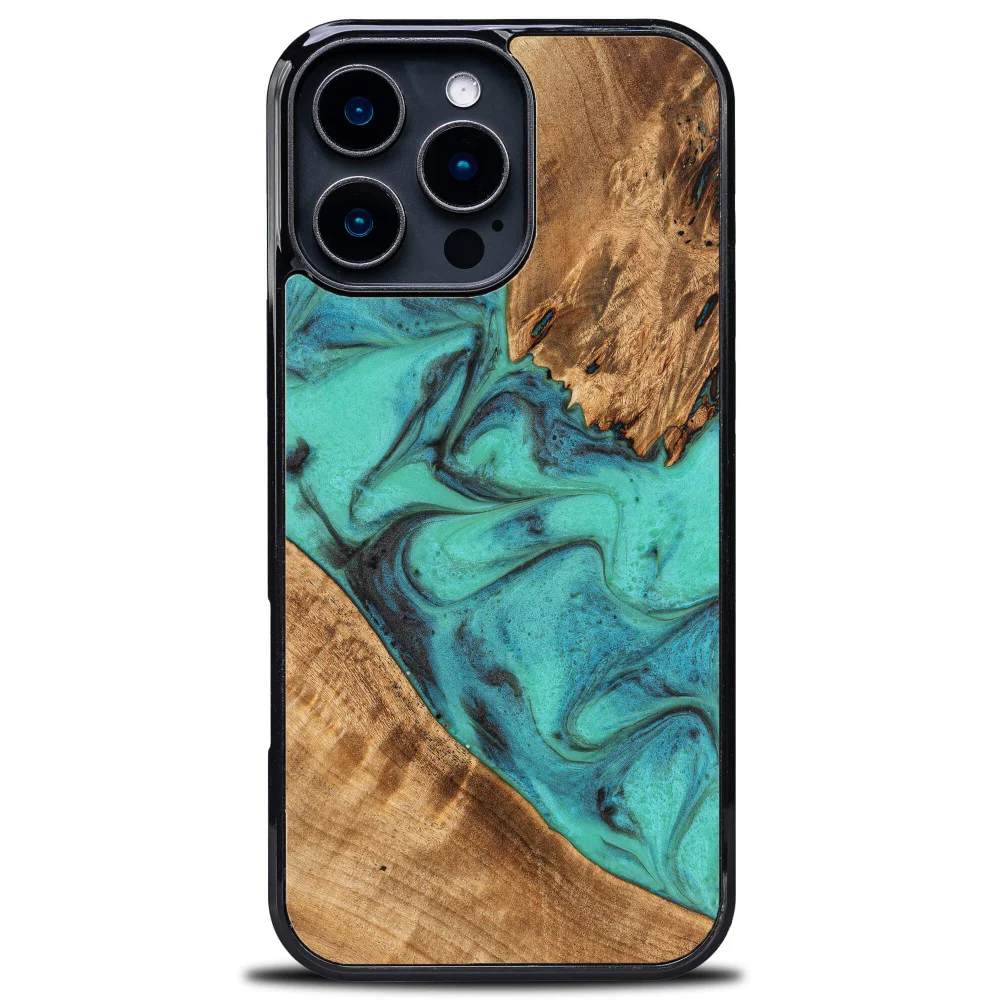 Holzhülle für iPhone 16 Pro Max, Bewood Unique Turquoise