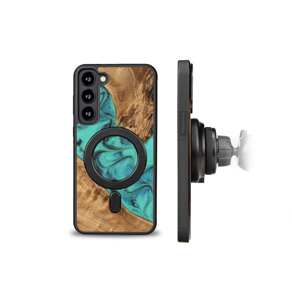 Holzhülle für Galaxy S23 Plus, Bewood Unique Turquoise für MagSafe - Image 2