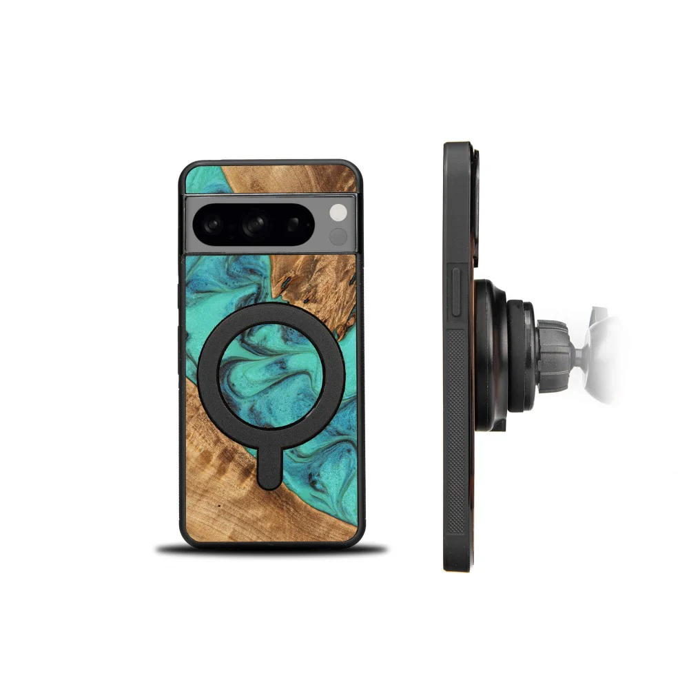 Holzhülle für Google Pixel 8, Bewood Unique Turquoise für MagSafe - Image 2