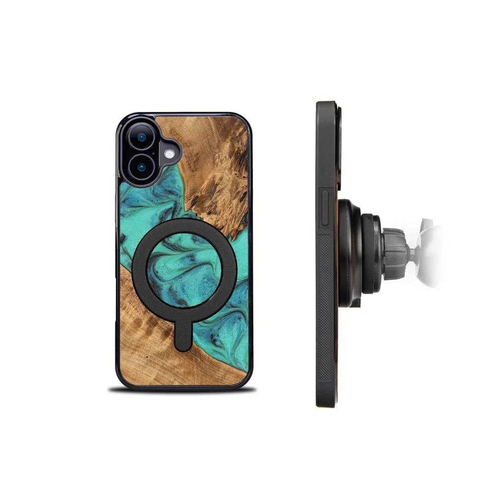 Holzhülle für iPhone 16 Plus, Bewood Unique Turquoise für MagSafe - Image 3