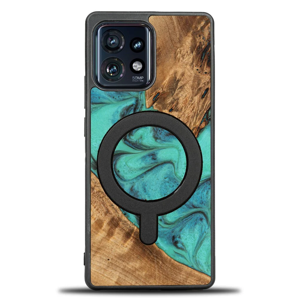 Holzhülle für Motorola Edge 40 Pro, Bewood Unique Turquoise für MagSafe