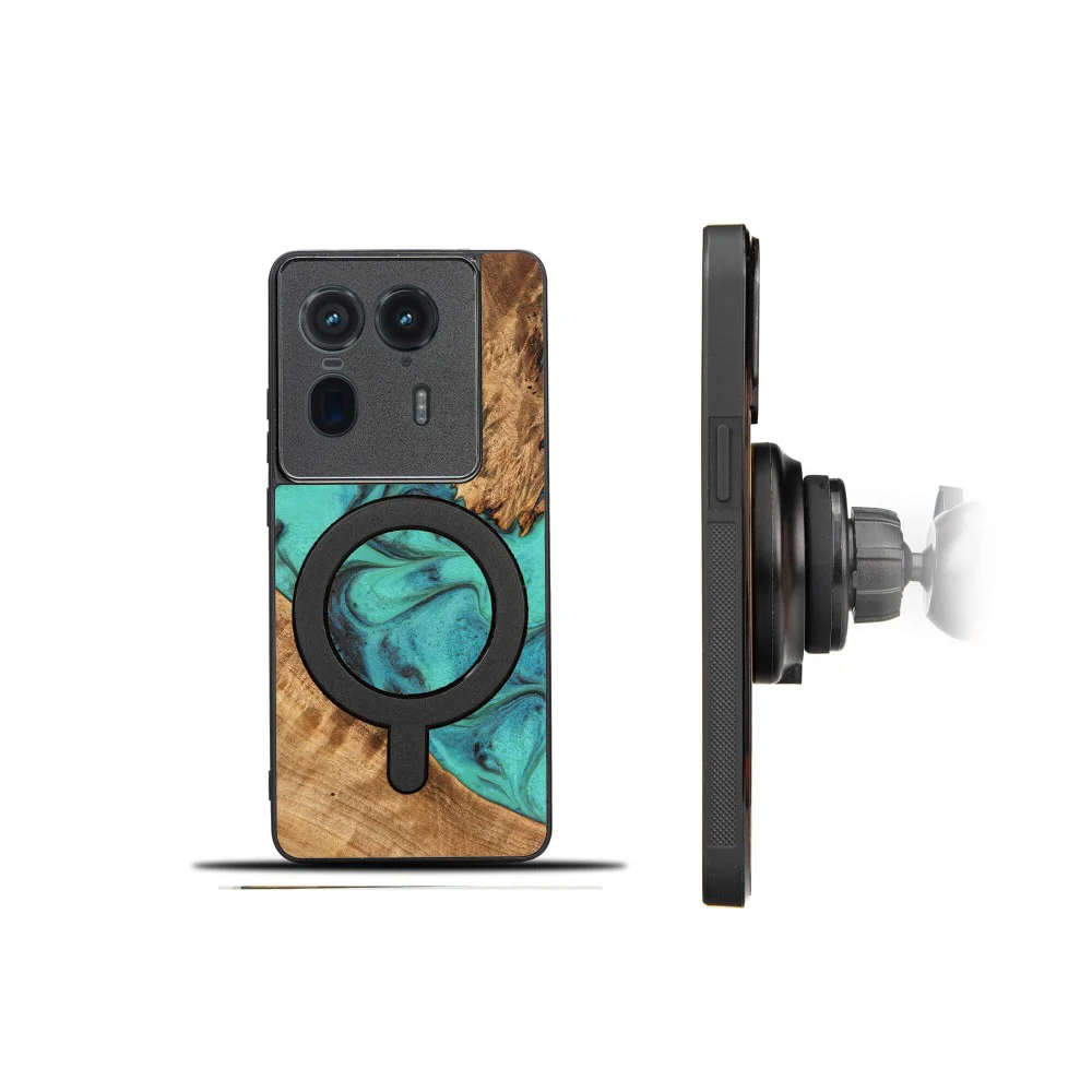 Holzhülle für Motorola Edge 50 Ultra, Bewood Unique Turquoise für MagSafe - Image 2