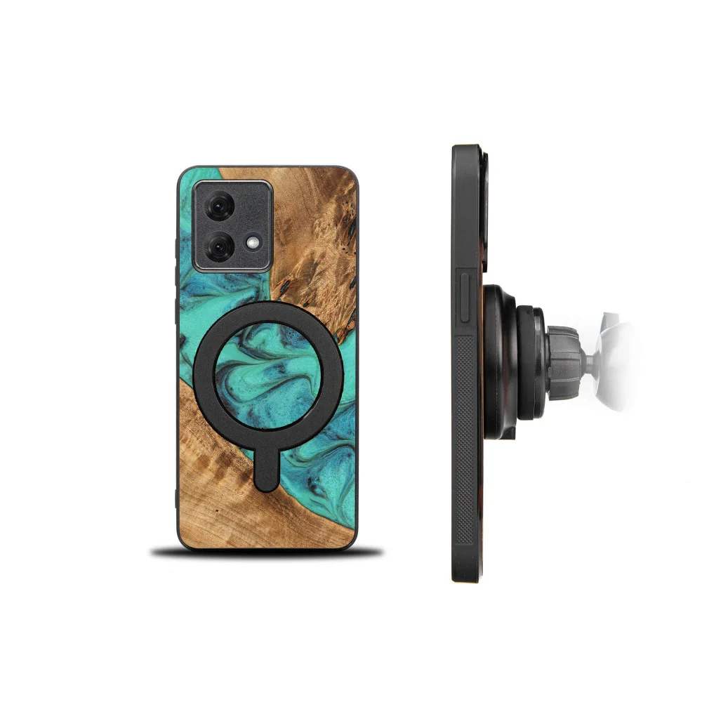 Holzhülle für Motorola Moto G84 5G, Bewood Unique Turquoise für MagSafe - Image 2
