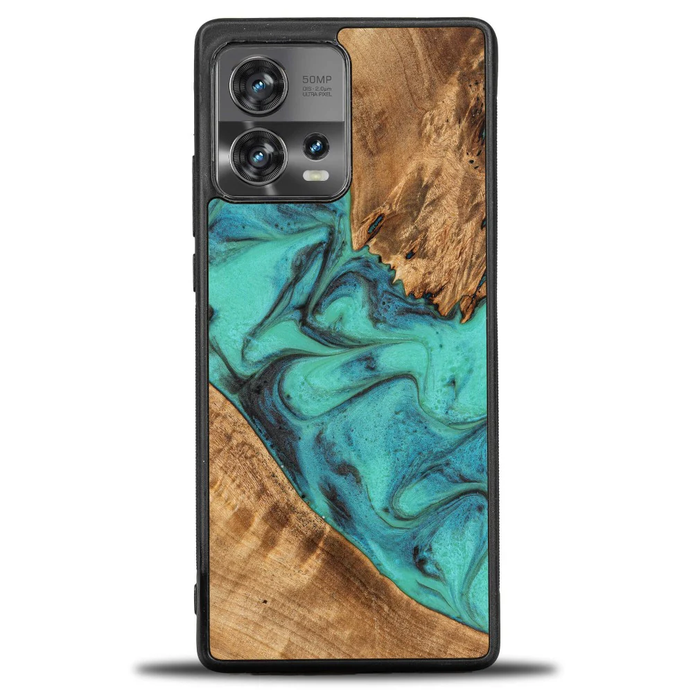 Holzhülle für Motorola Edge 30 Fusion, Bewood Unique Turquoise