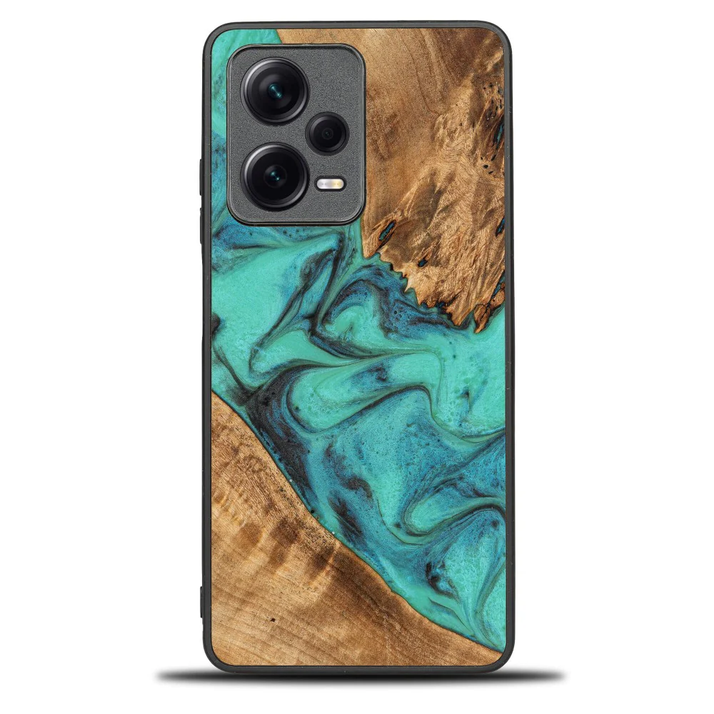 Holzhülle für Xiaomi Redmi Note 12 5G, Bewood Unique Turquoise