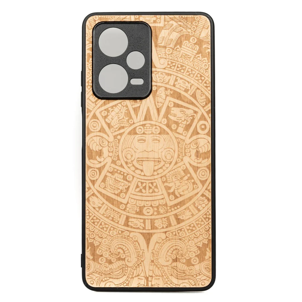 Holzhülle für Xiaomi Redmi Note 12 5G, Bewood Aniegre Aztekischer Kalender