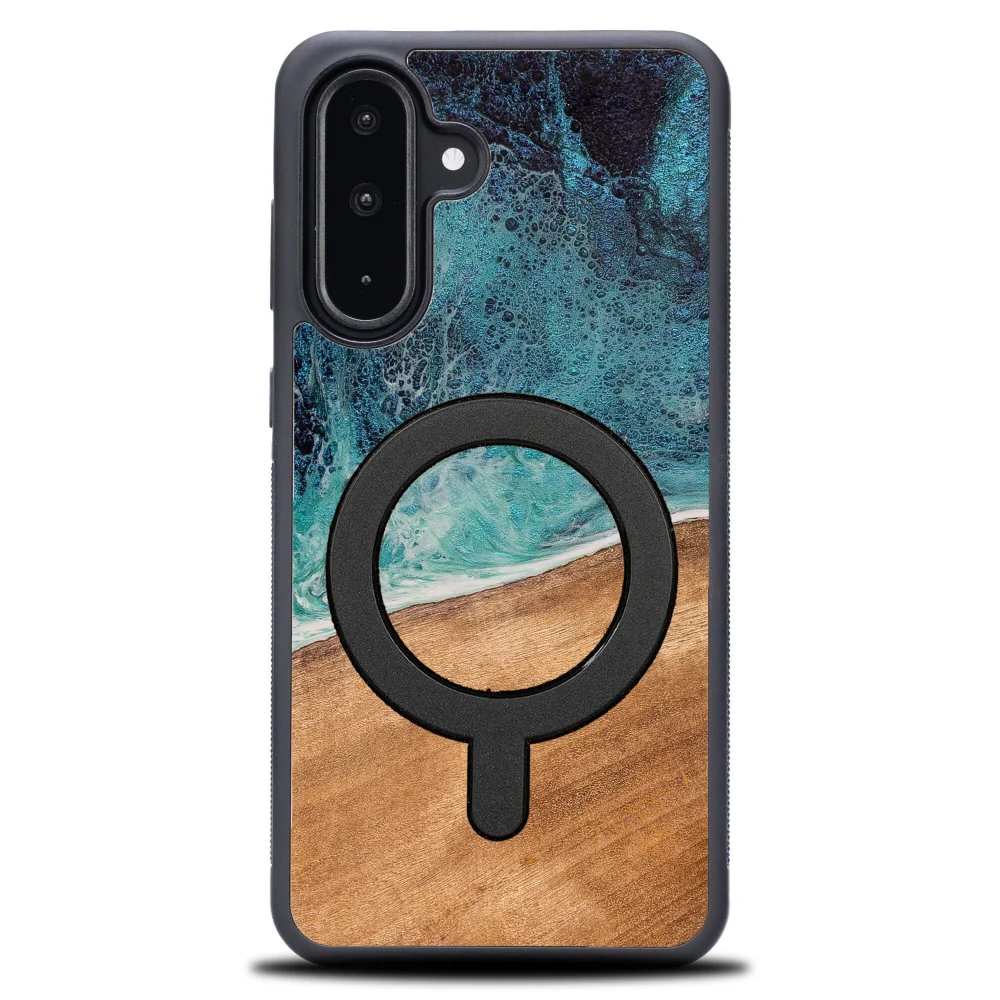 Holzhülle für Galaxy A26 5G, Bewood Unique Dream Island für MagSafe, Blau-Braun - Image 10