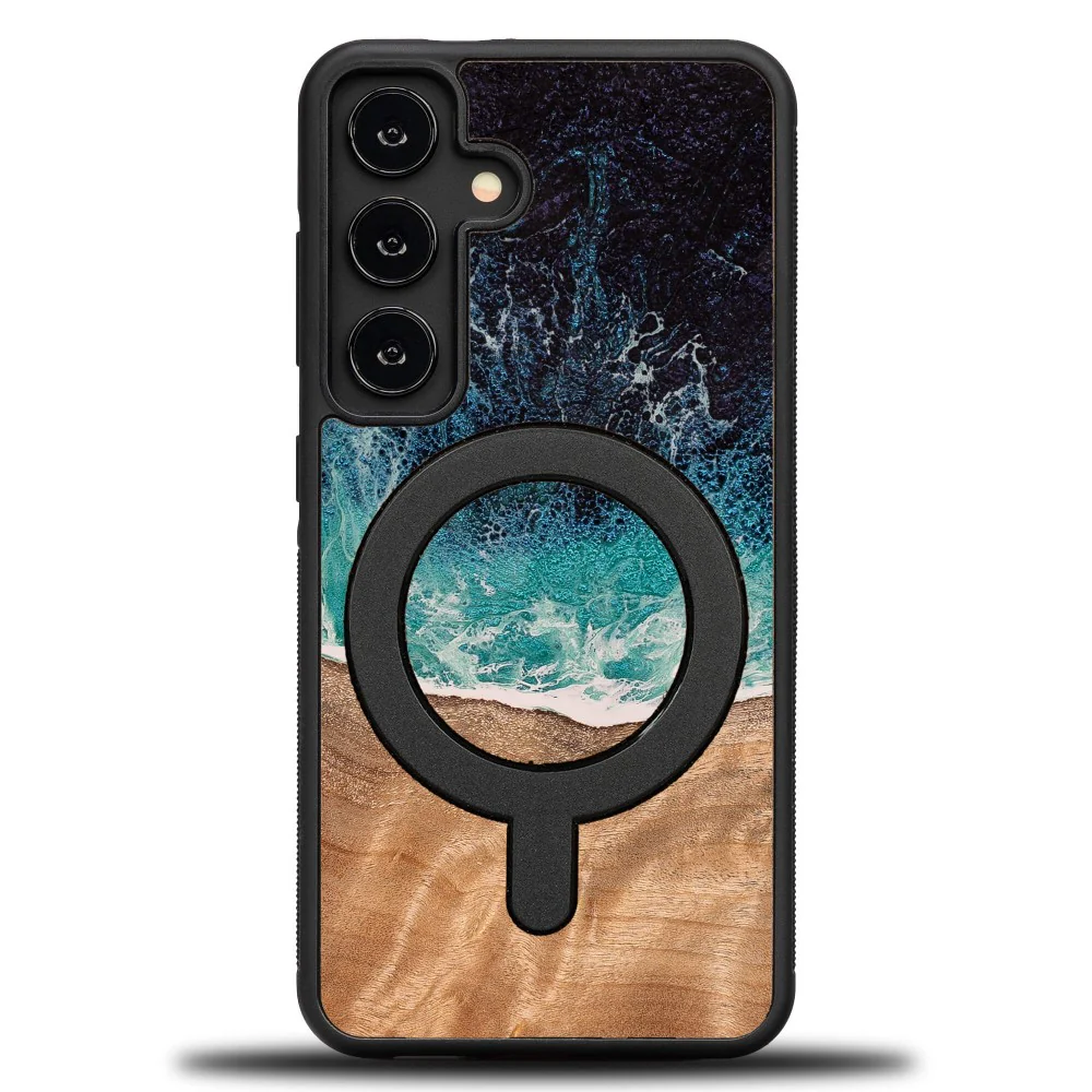 Holzhülle für Galaxy A35 5G, Bewood Unique Dream Island für MagSafe, Blau-Braun - Image 8