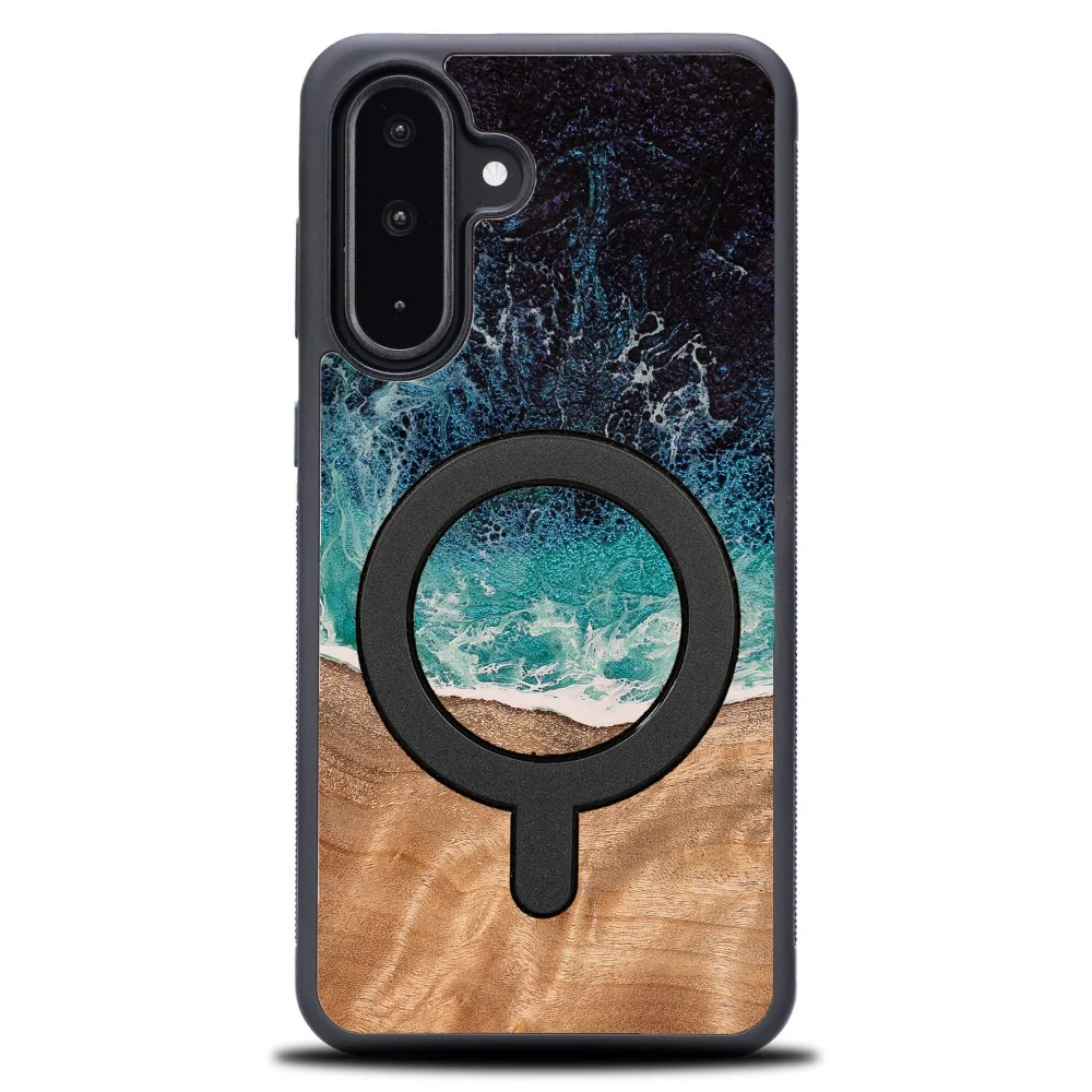 Holzhülle für Galaxy A36 5G, Bewood Unique Dream Island für MagSafe, Blau-Braun - Image 8