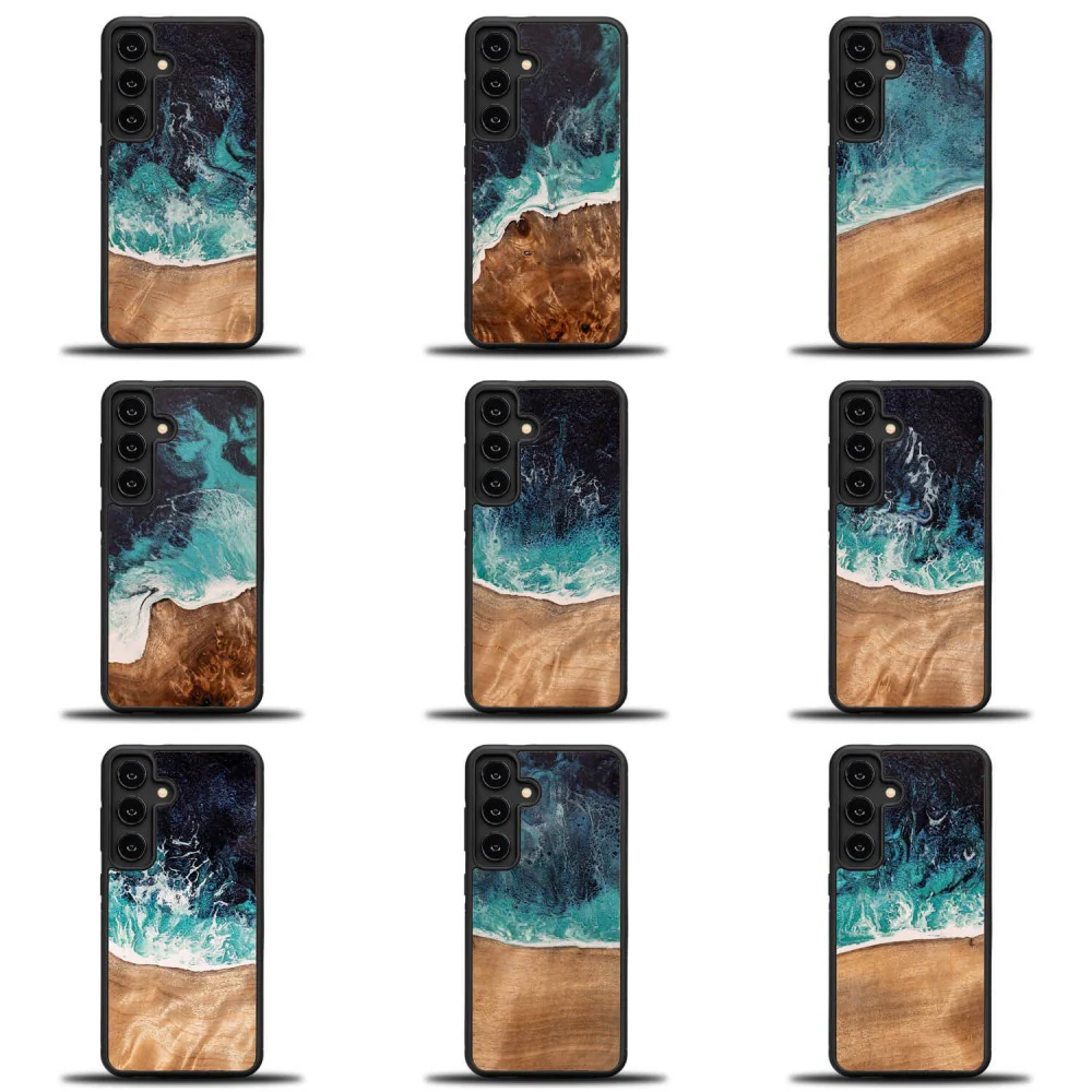Holzhülle für Galaxy A55 5G, Bewood Unique Dream Island, Blau-Braun - Image 3
