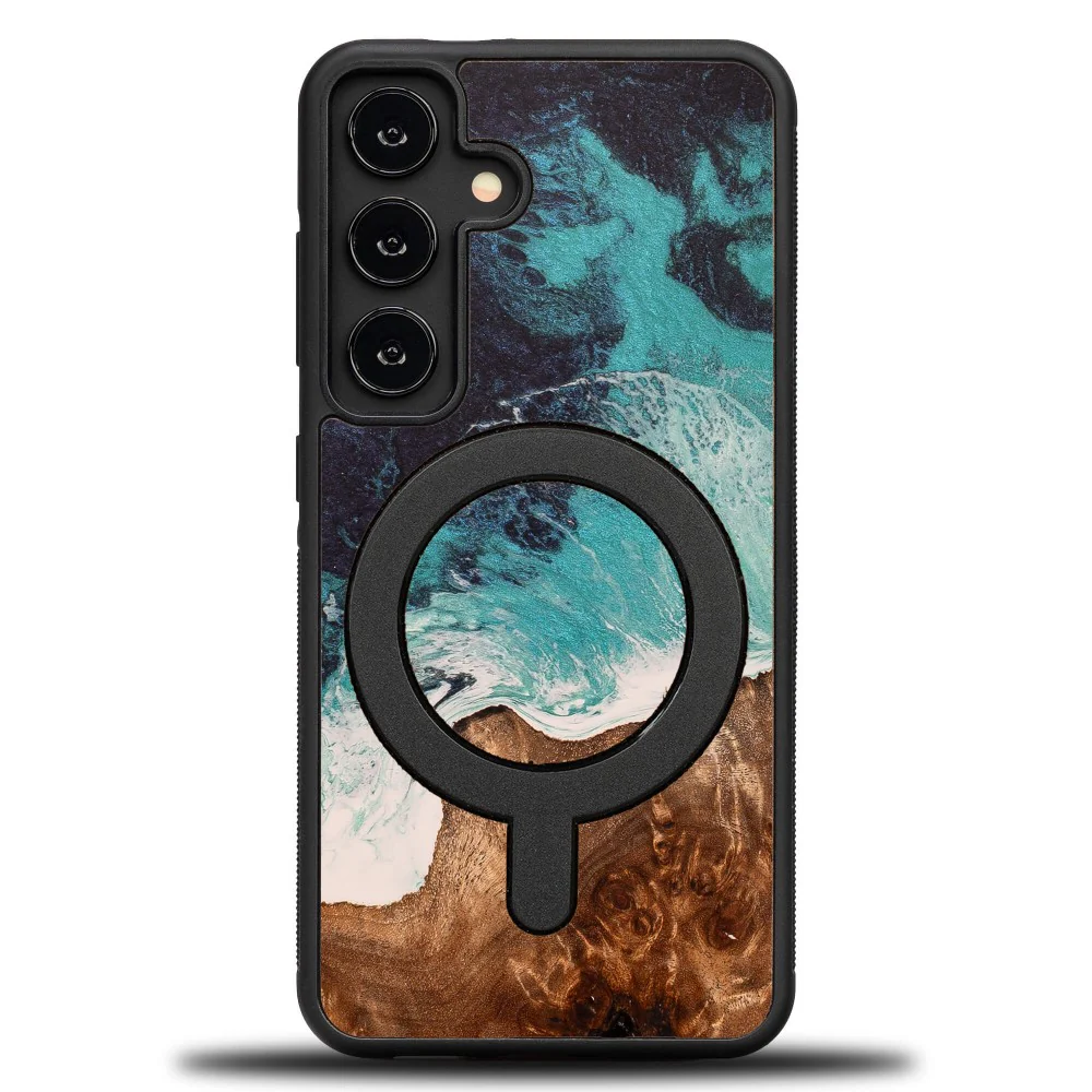 Holzhülle für Galaxy A55 5G, Bewood Unique Dream Island für MagSafe, Blau-Braun - Image 2