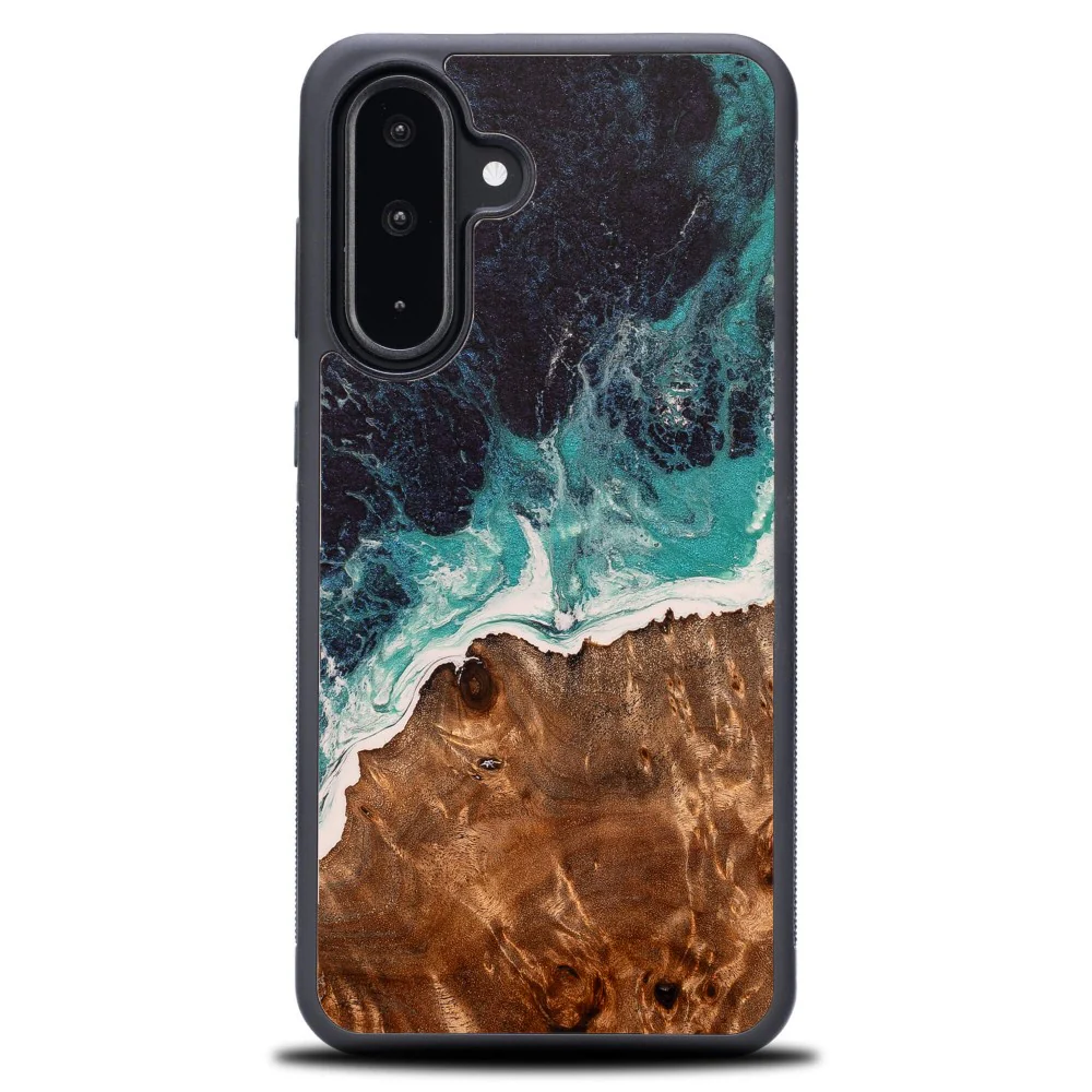 Holzhülle für Galaxy A56 5G, Bewood Unique Dream Island, Blau-Braun - Image 2