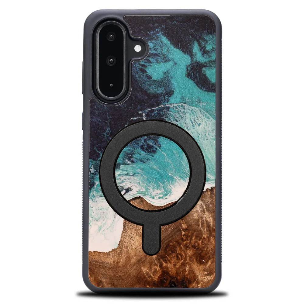 Holzhülle für Galaxy A56 5G, Bewood Unique Dream Island für MagSafe, Blau-Braun - Image 2