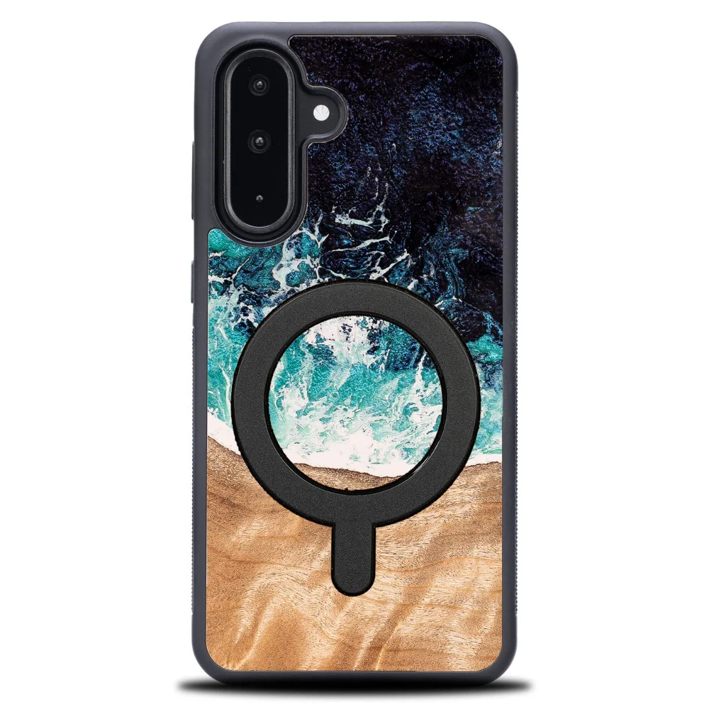 Holzhülle für Galaxy A56 5G, Bewood Unique Dream Island für MagSafe, Blau-Braun - Image 6