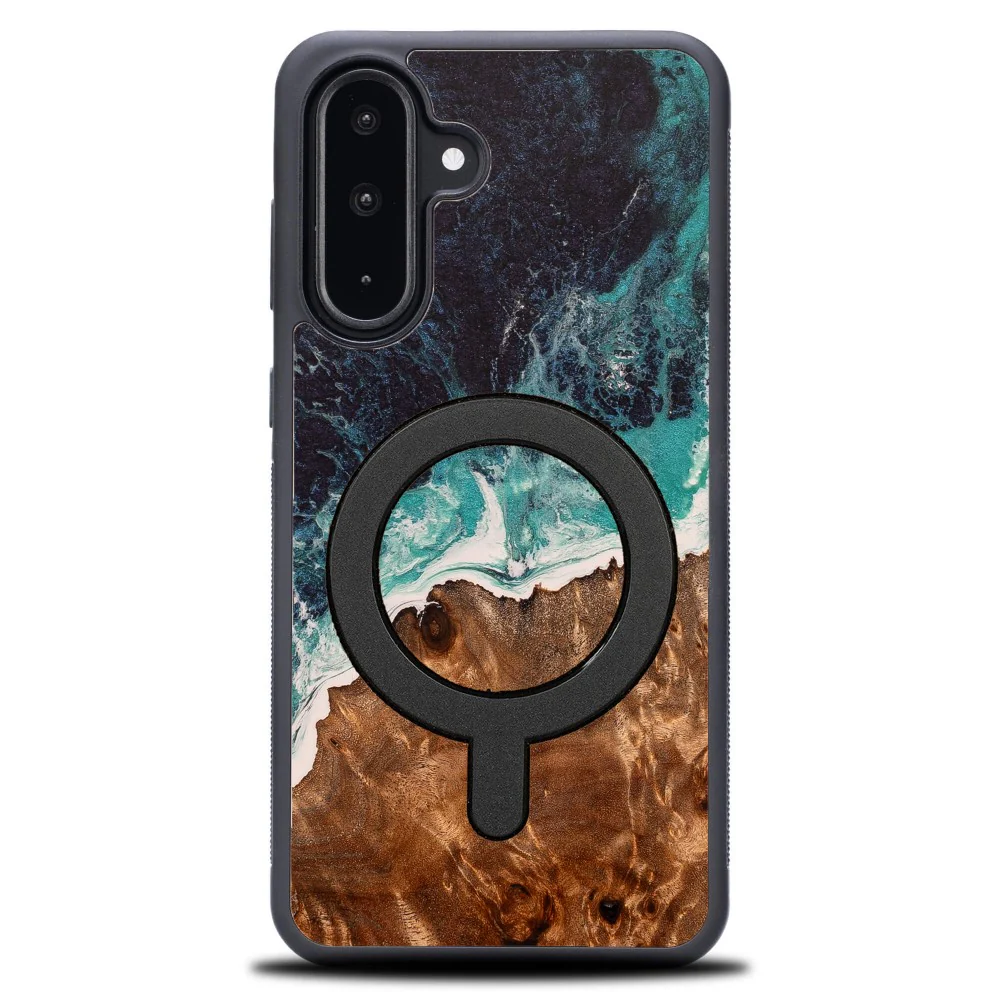 Holzhülle für Galaxy A56 5G, Bewood Unique Dream Island für MagSafe, Blau-Braun - Image 7