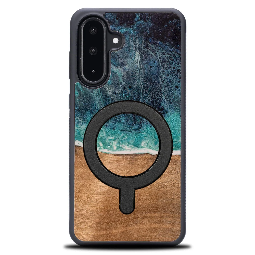 Holzhülle für Galaxy A56 5G, Bewood Unique Dream Island für MagSafe, Blau-Braun - Image 9