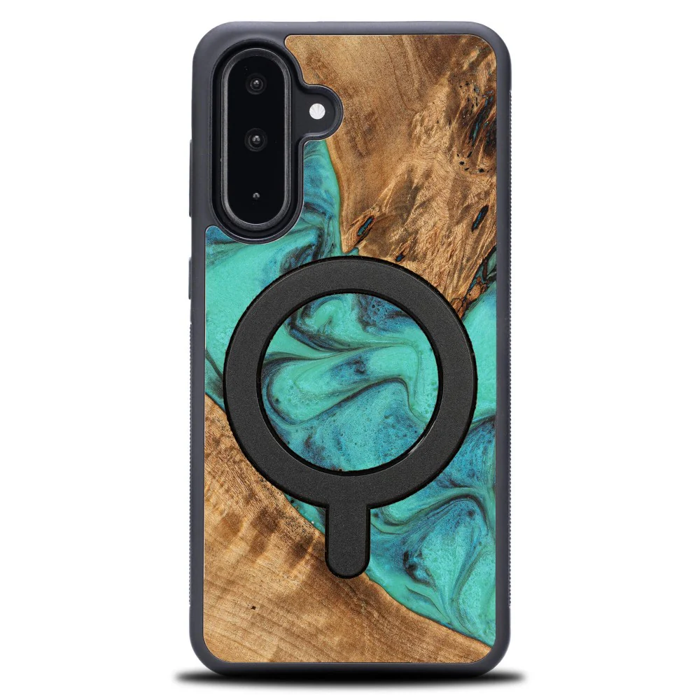 Holzhülle für Galaxy A56 5G, Bewood Unique Turquoise für MagSafe