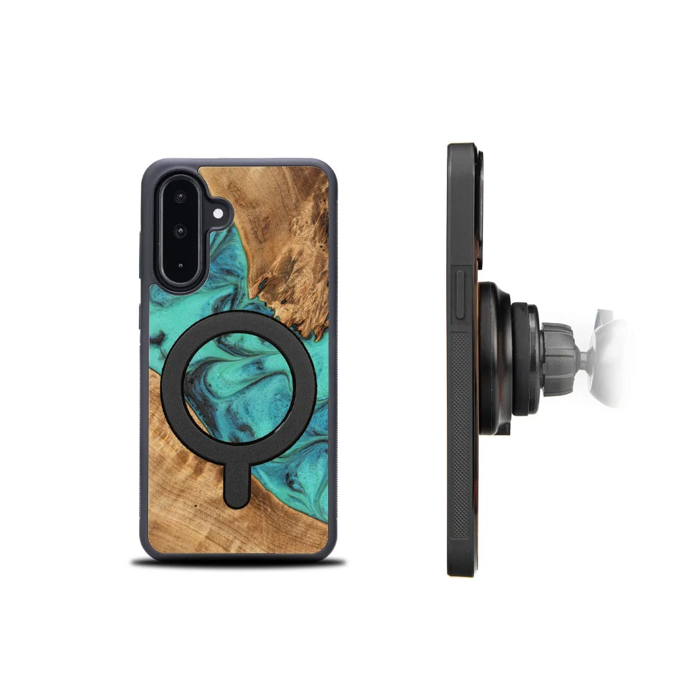 Holzhülle für Galaxy A56 5G, Bewood Unique Turquoise für MagSafe - Image 2